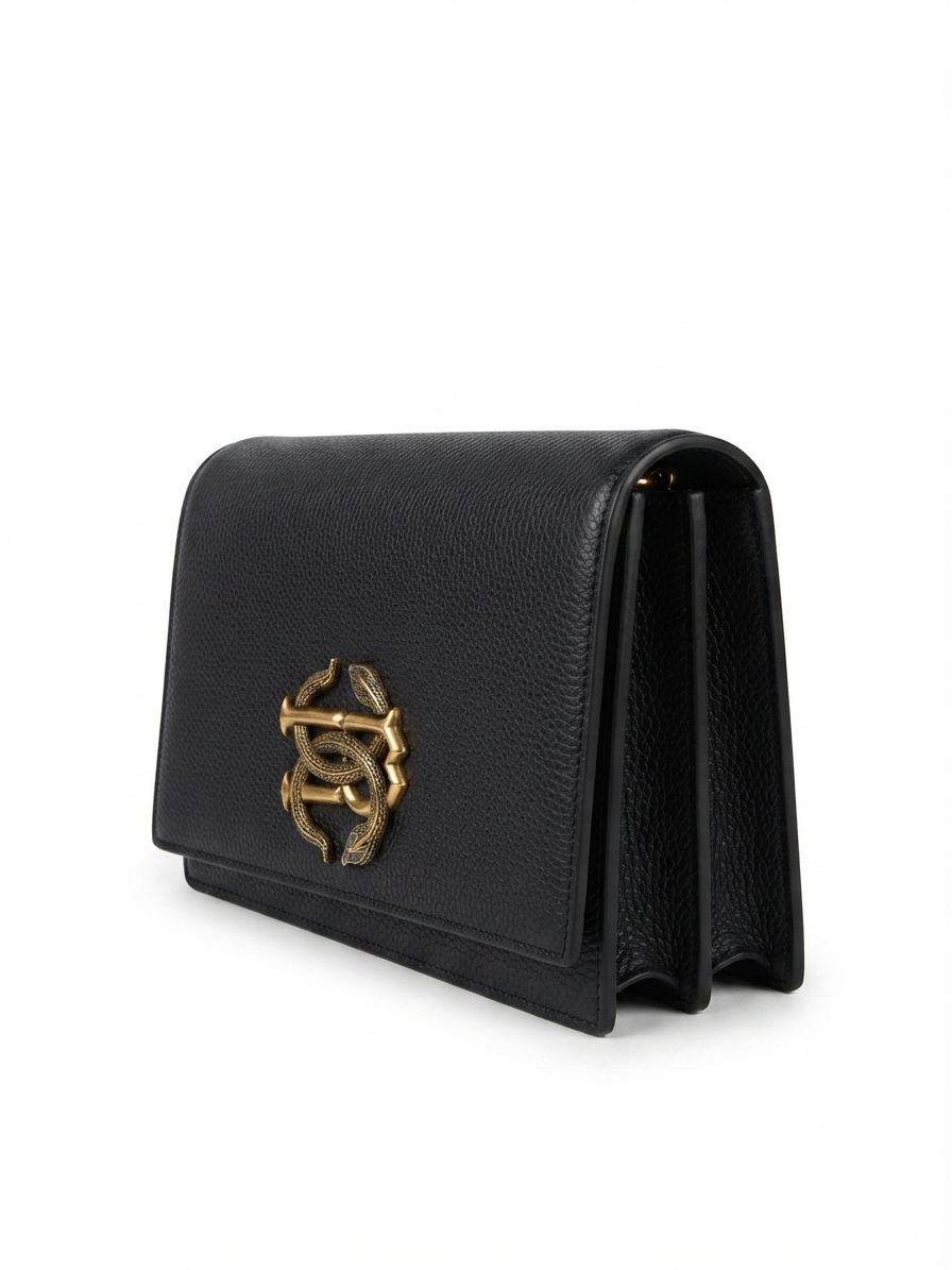Metallic Snake Buckle Top Flap Sling Bag