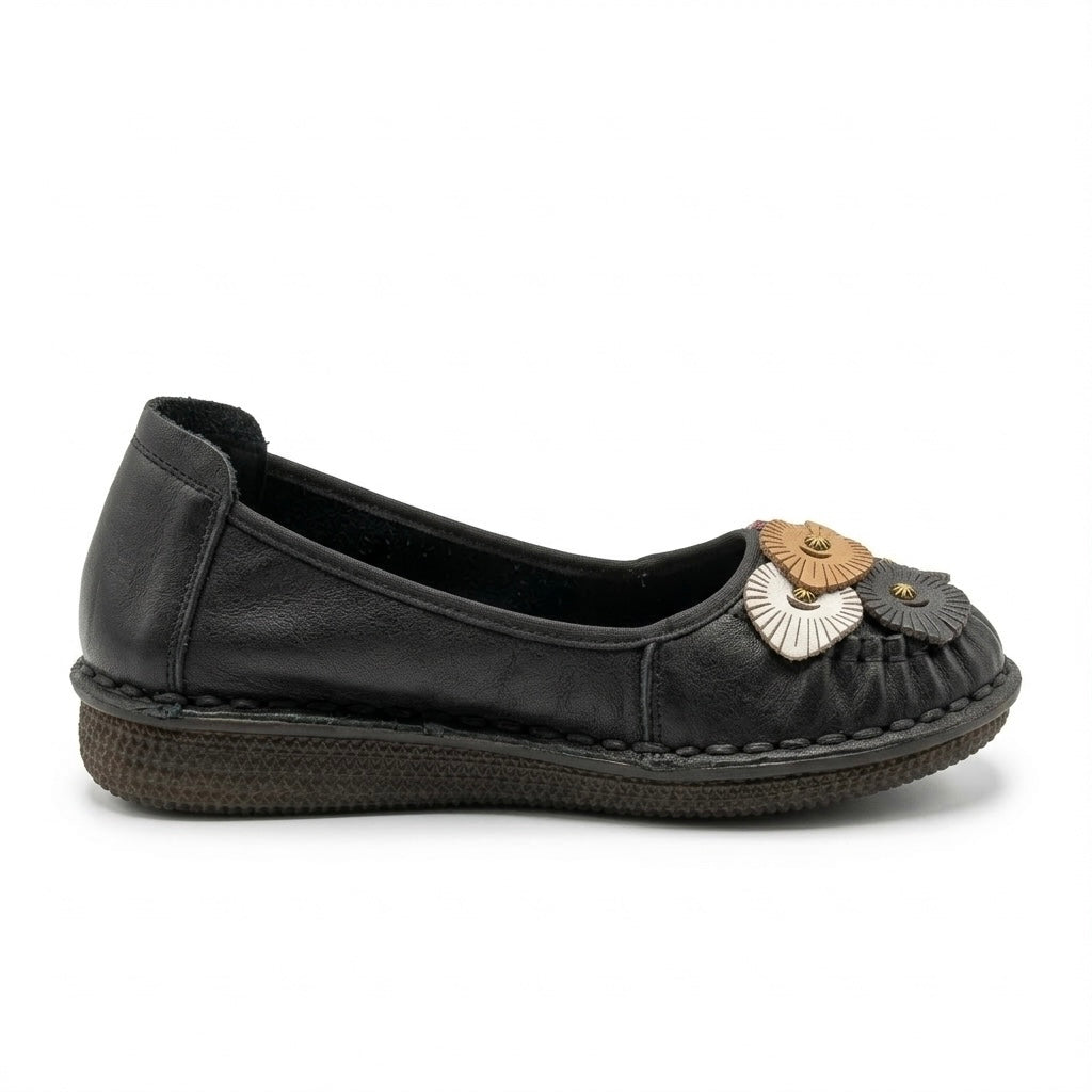 Teressa Premium Leather Comfort Flower Ballerinas