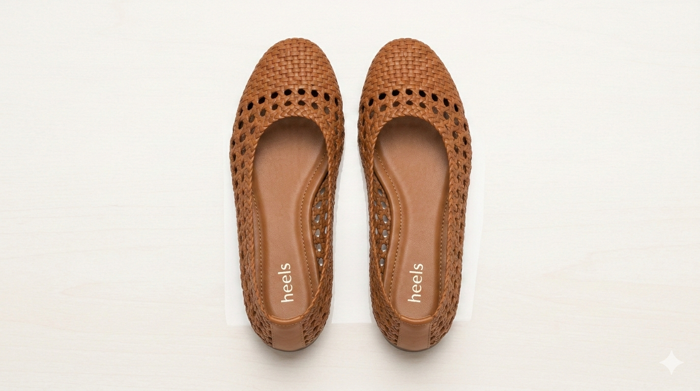 Stella Premium Leather Crochet Perforated Flat Ballerinas