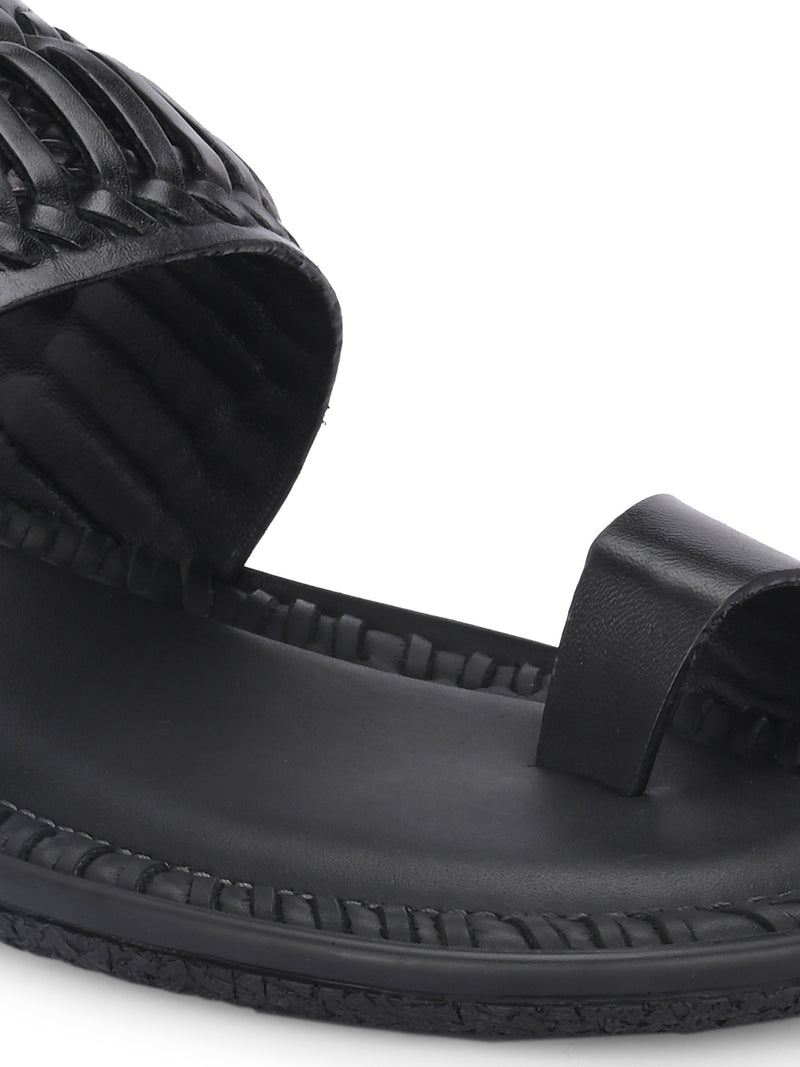 Solano Black Leather Slippers HT
