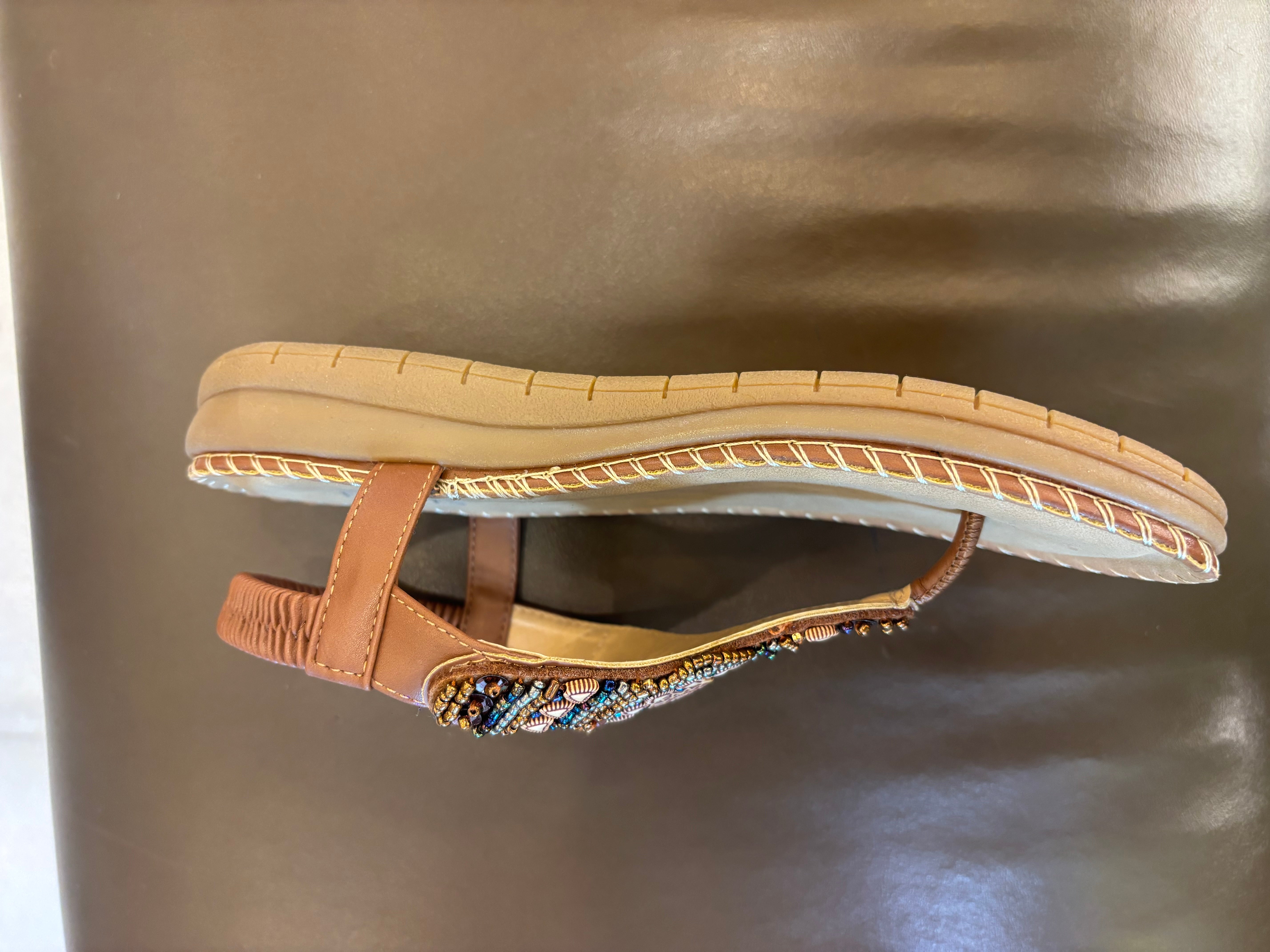 Crimson Embellished Comfort Back Elastic Sandals - The Heels India