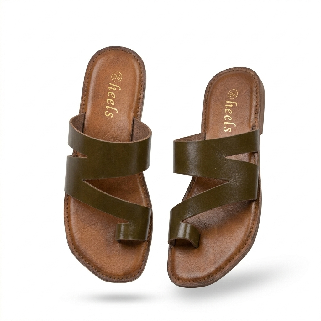 Trisha Hexagon Leather Thumb Criss Cross Slippers