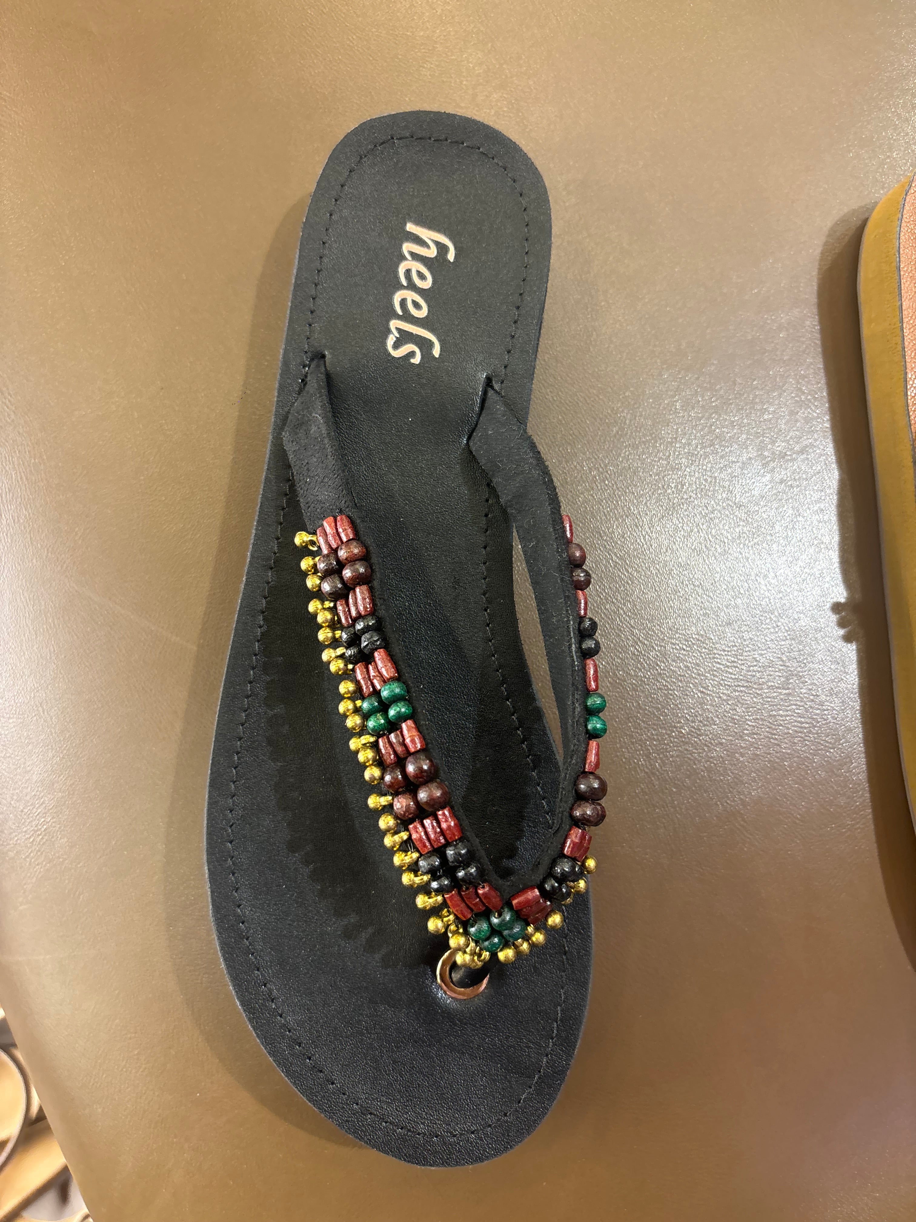 Zeeba Cushioned Ethnic Beads Slippers - The Heels India