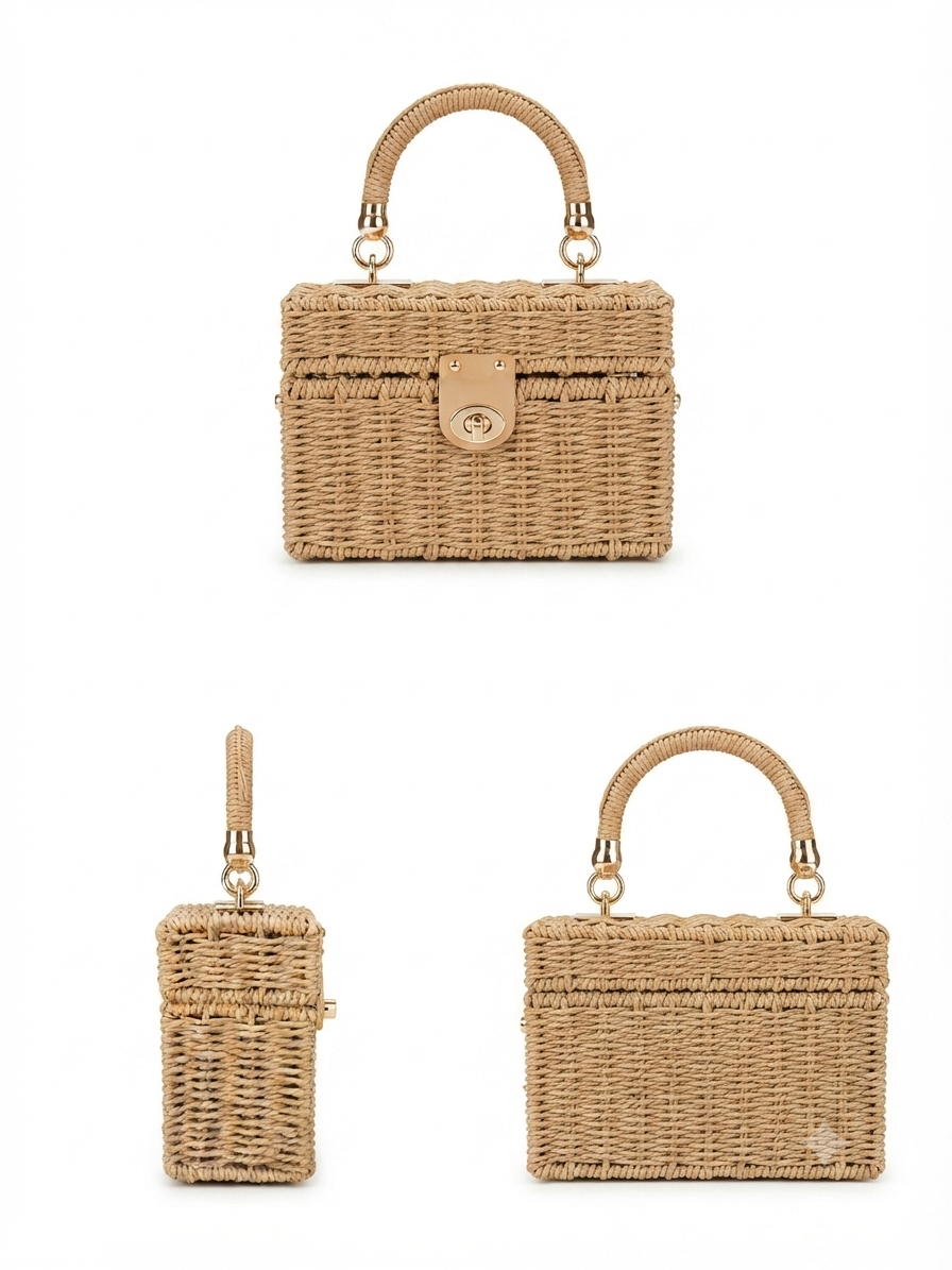 Alba Top Handle Boho Straw Bags