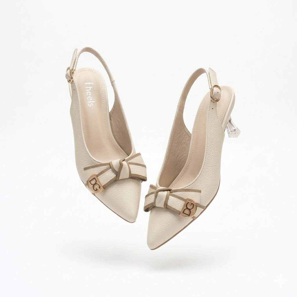 Victoria Knot Bow Slingback Kitten Heels