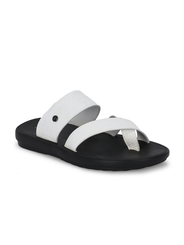 Lustral White Leather Slippers HT