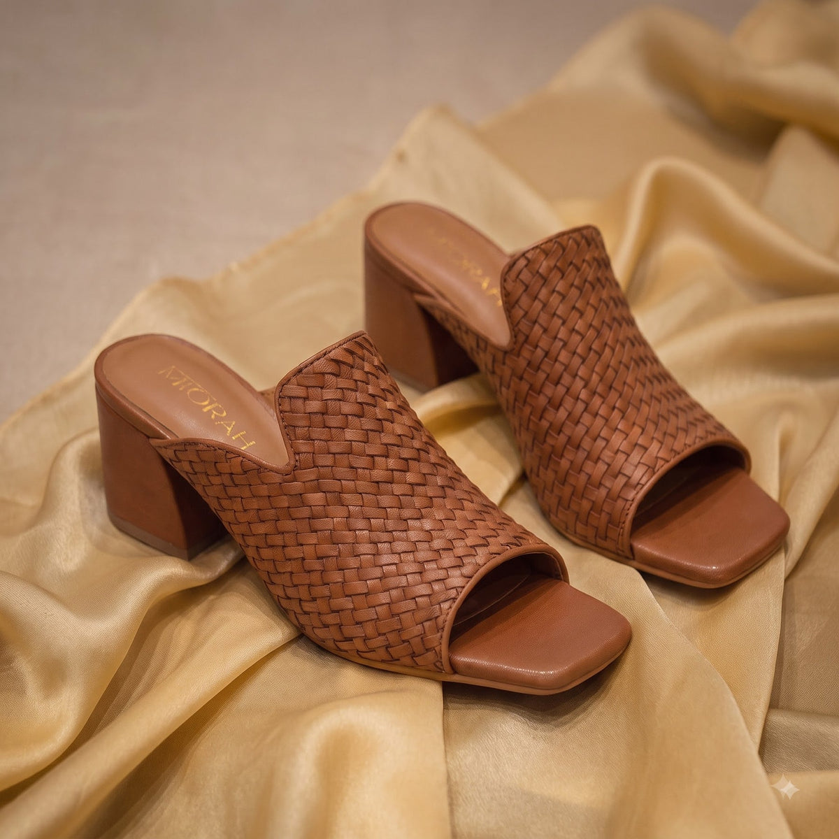 SAANJH Leather HandWoven Block Heels