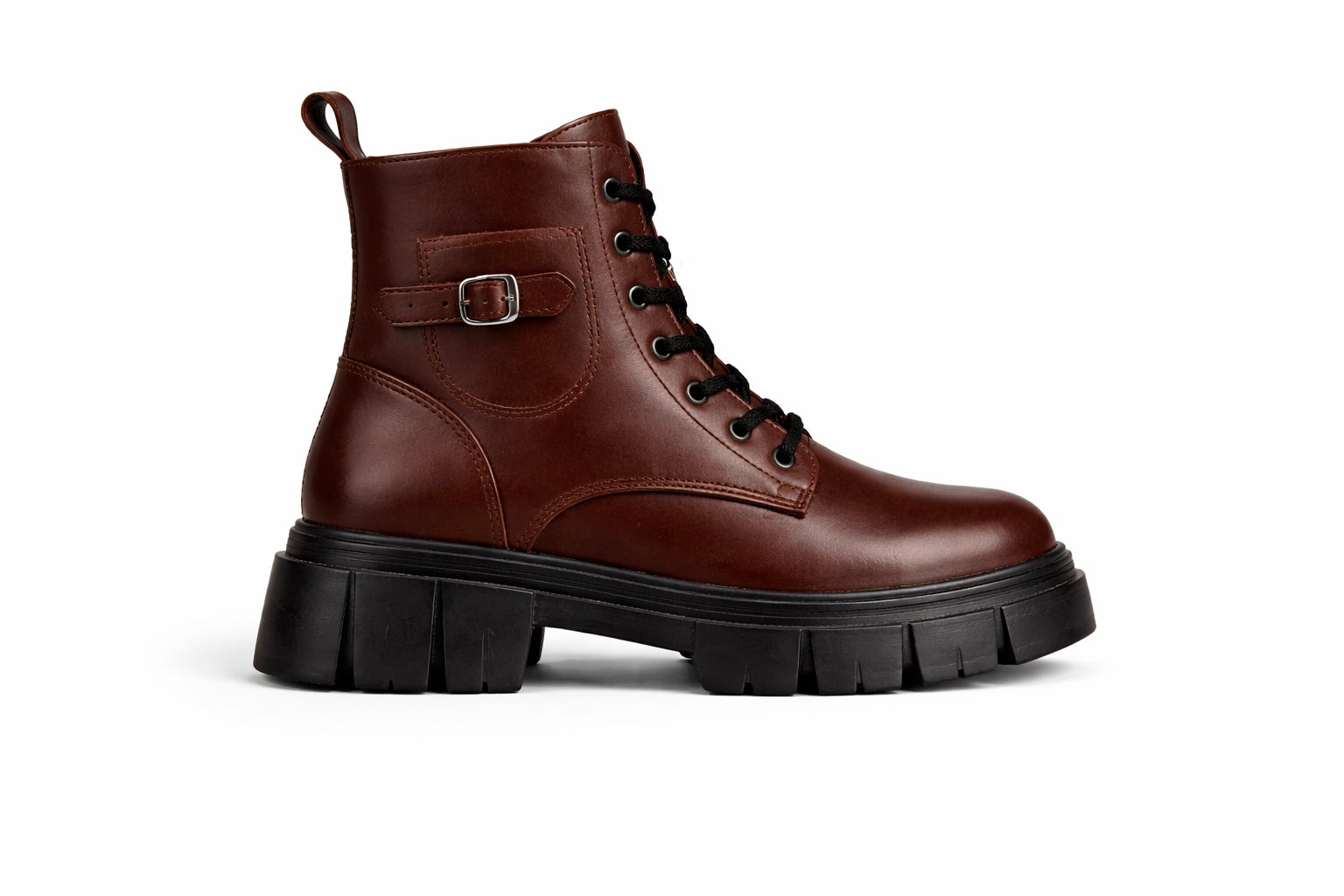 Marcia Chunky Vegan Leather Lace Up Derby Boots