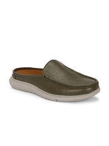 Zero Gravity Olive Leather Slip-On Mules