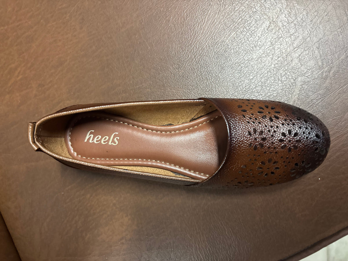 Ellis Leather Perforated Flat Ballerinas
