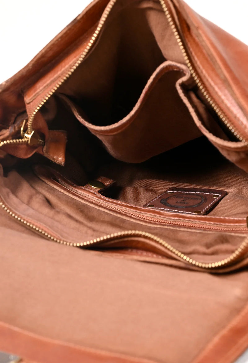 Nathan : Real Leather Tan Crossbody Bag