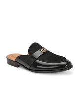 Stazo Black Leather Slip On Mules