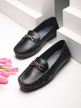 Sarah Black Leather Cushion Loafers