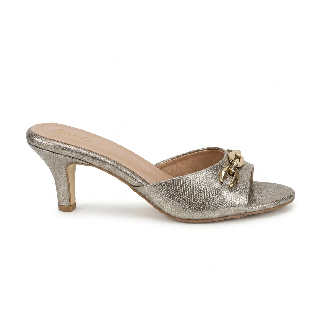 Kim Premium Peep Toe Slip On Kitten Heels