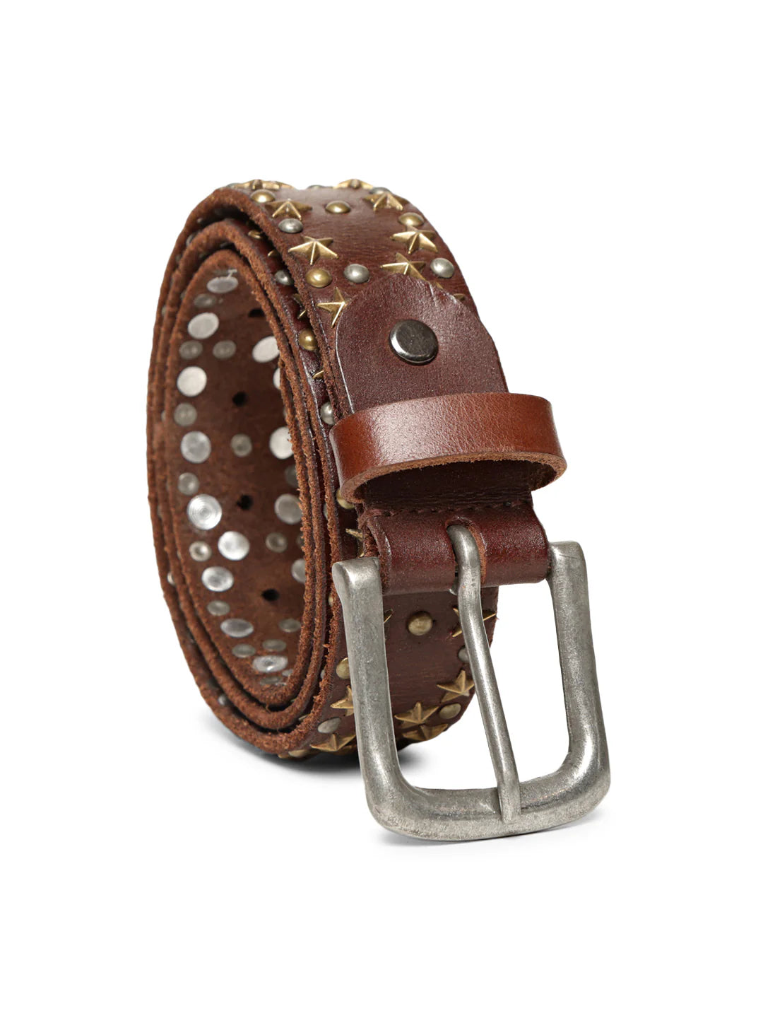 Brown Star Studded Belt For Women