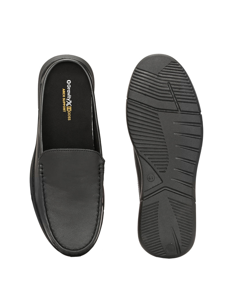 Zero Gravity Black Leather Slip-On Mules