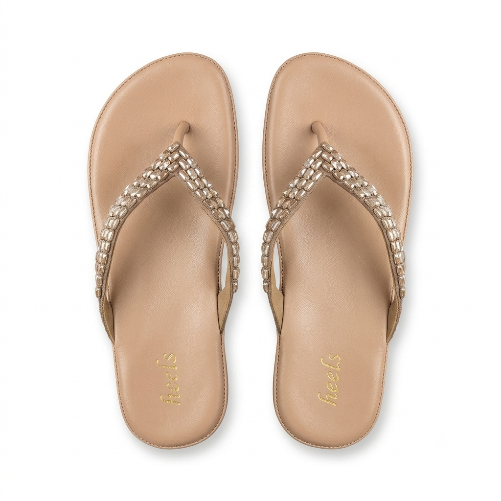 Ezra Comfort V Strap Embellished Wedge Slippers