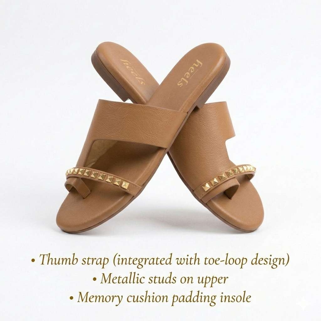 Sorrento Studded Strap Thumb Flat Siders - The Heels India