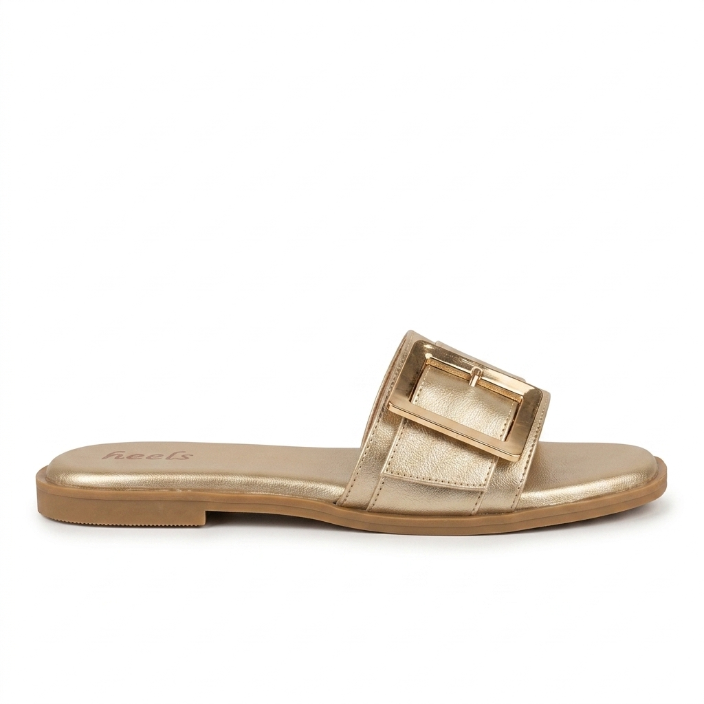 Miley Buckle Strap Cushioned Summer Sliders