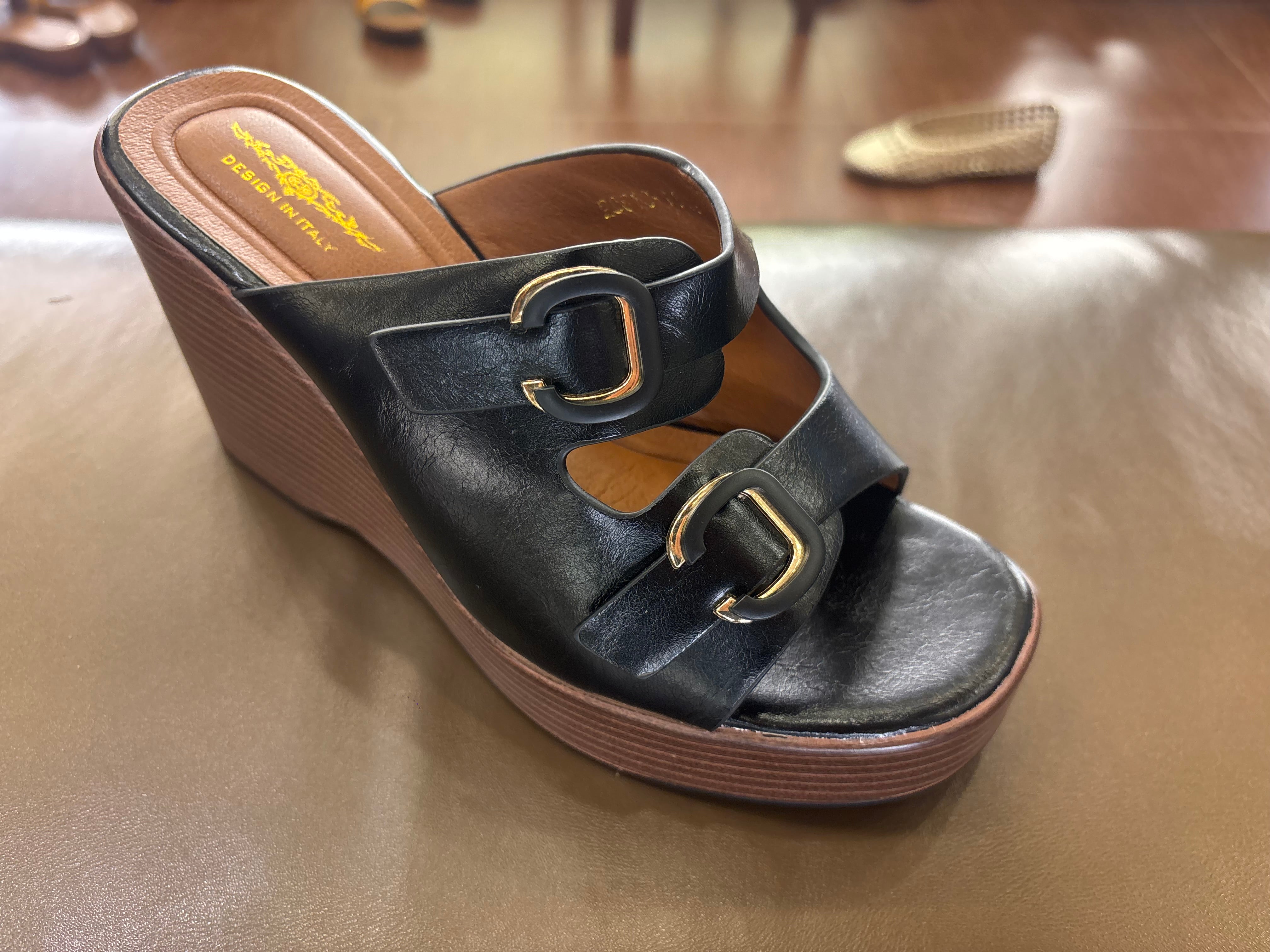 Beryl Platform Double Strap Wedge Heels