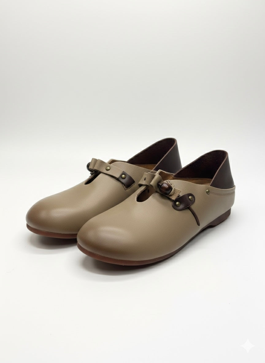 Paola Premium Leather Mid Strap Loafer Shoes