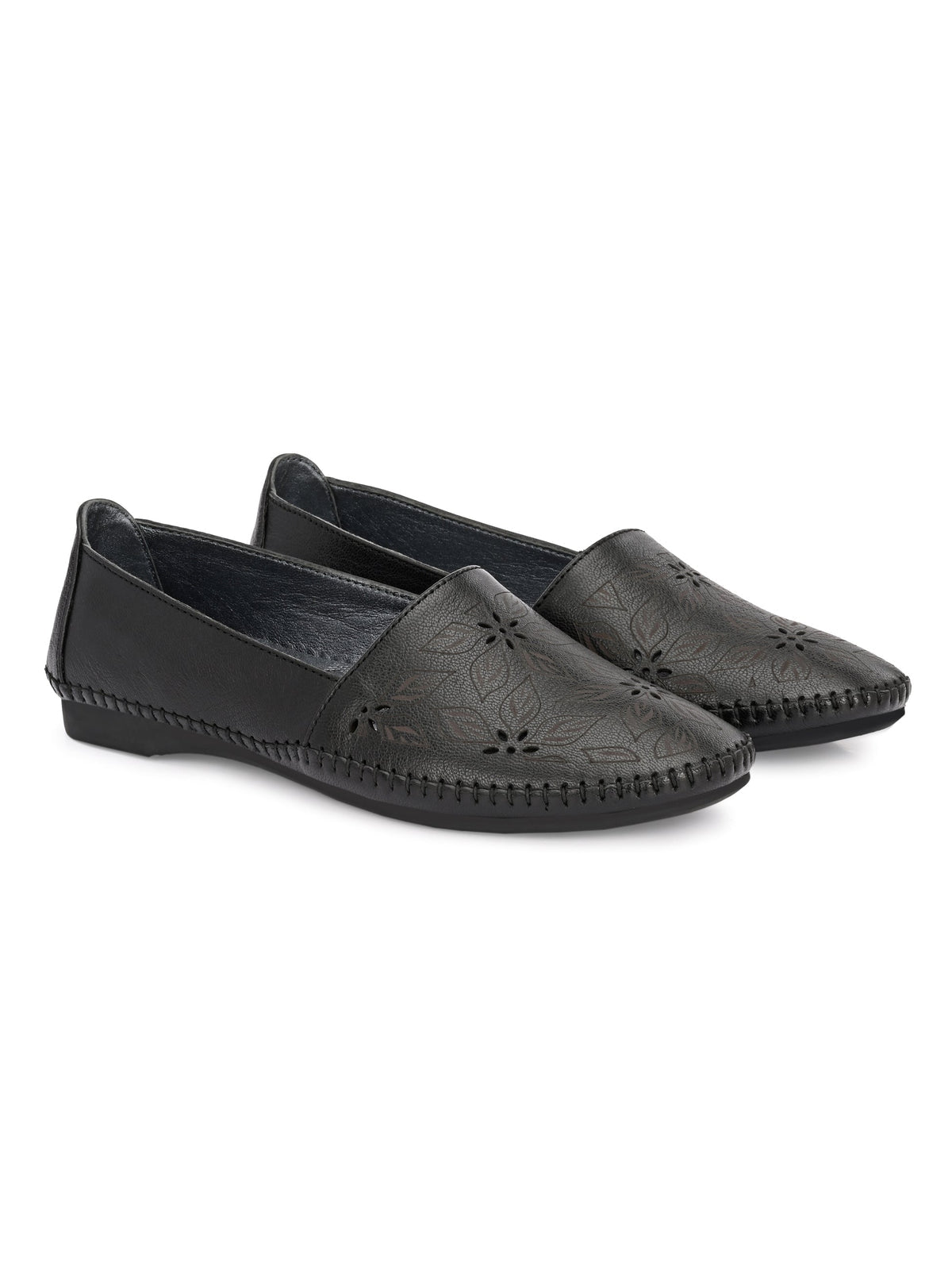 Teressa Perforated Cushioned Leather Ballerinas