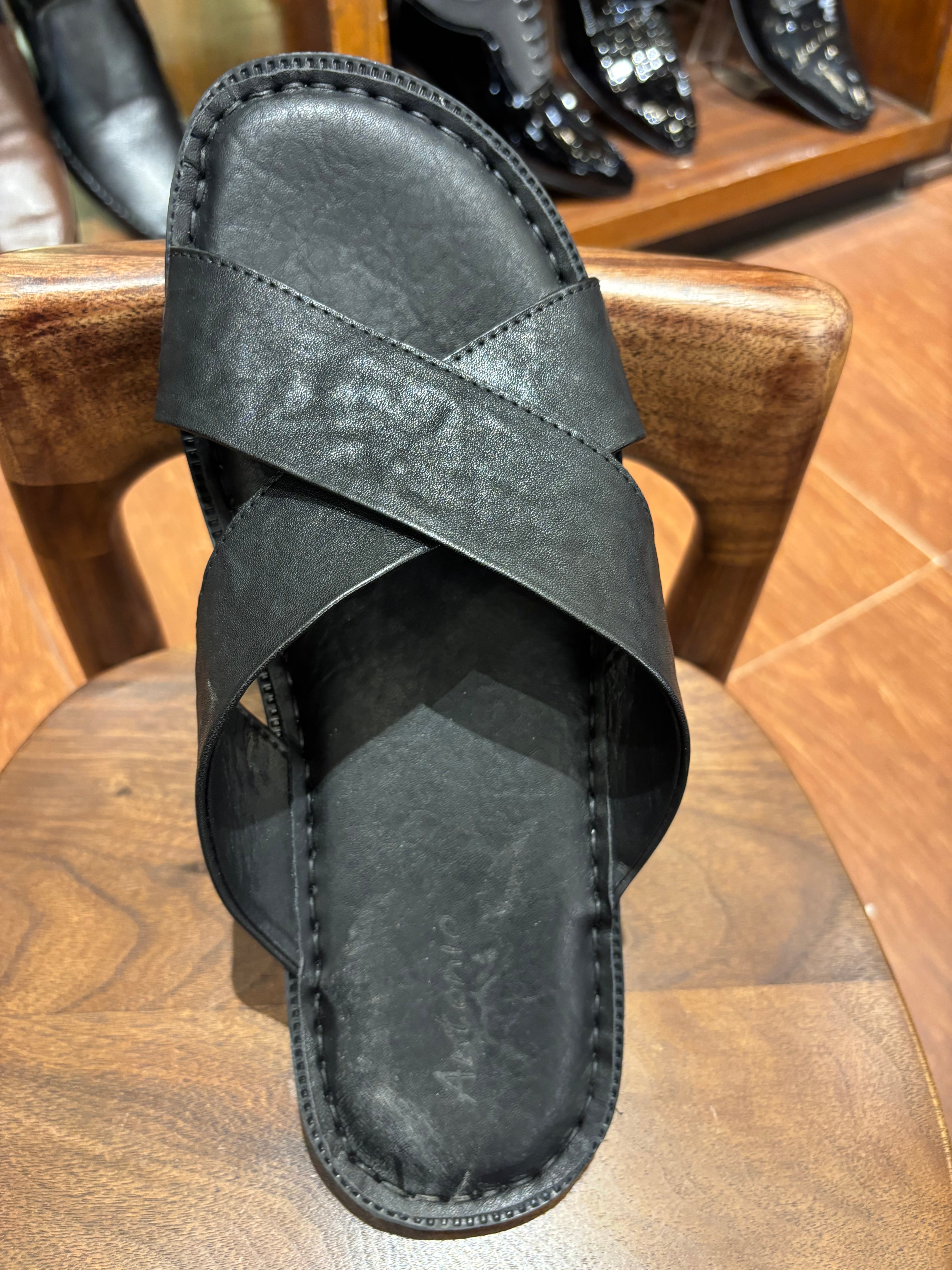 Erling Premium Leather Double Strap Cross Slippers