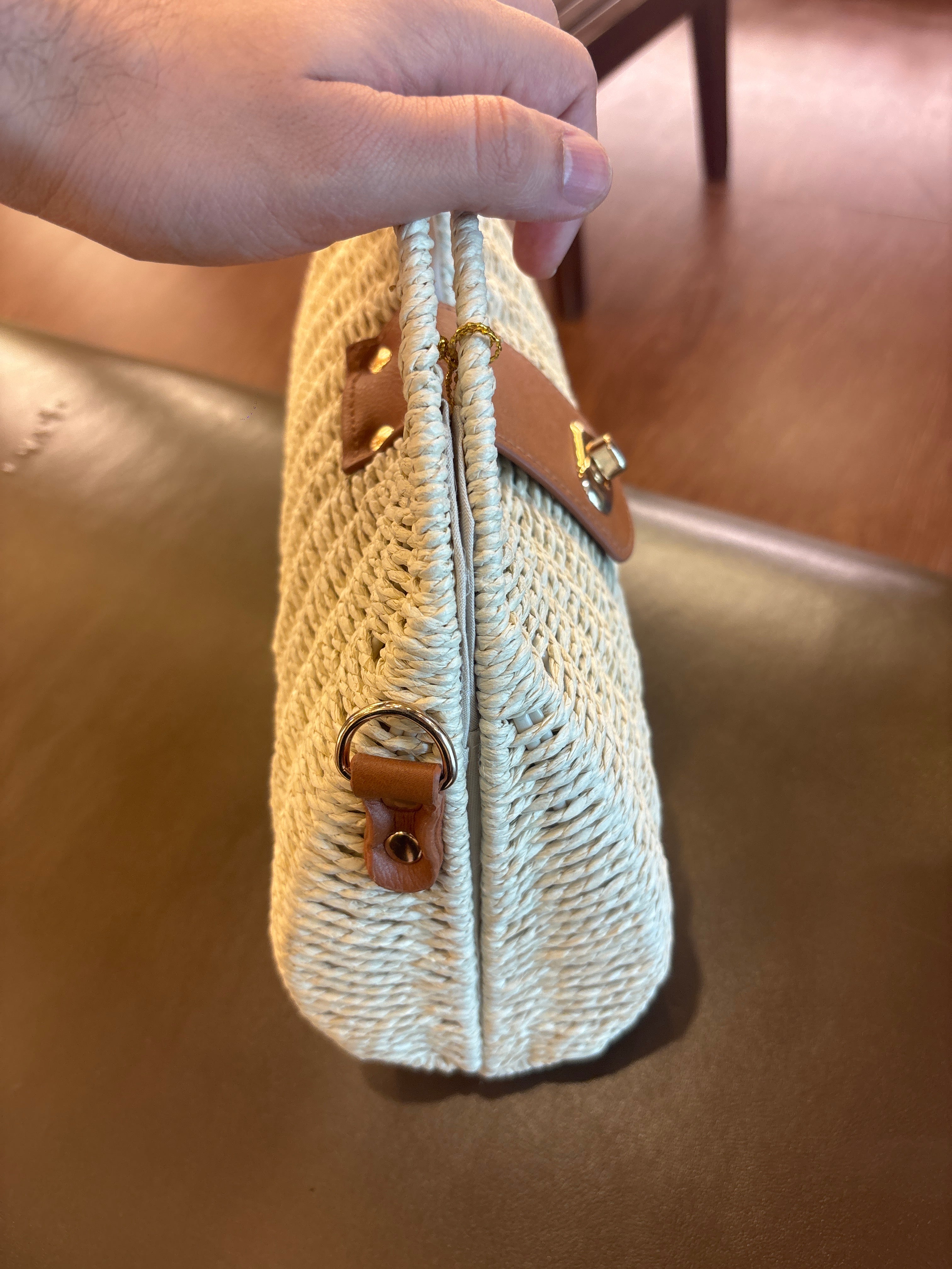 Top Handle Boho Straw Sling Bags