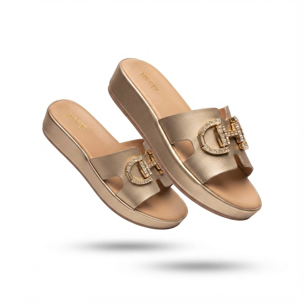 Layla Premium Cushioned Wedge Sliders