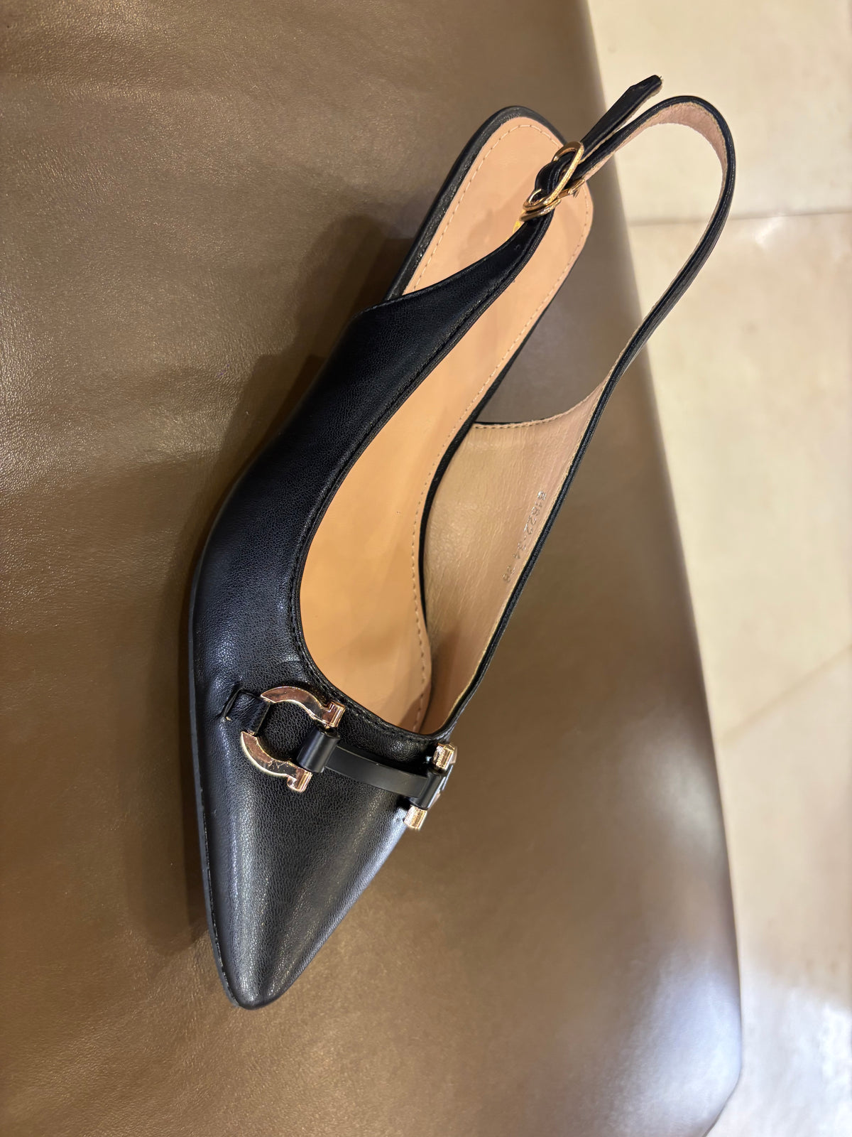 Brie Mini Premium Slingback Kitten Heels in Black - The Heels India