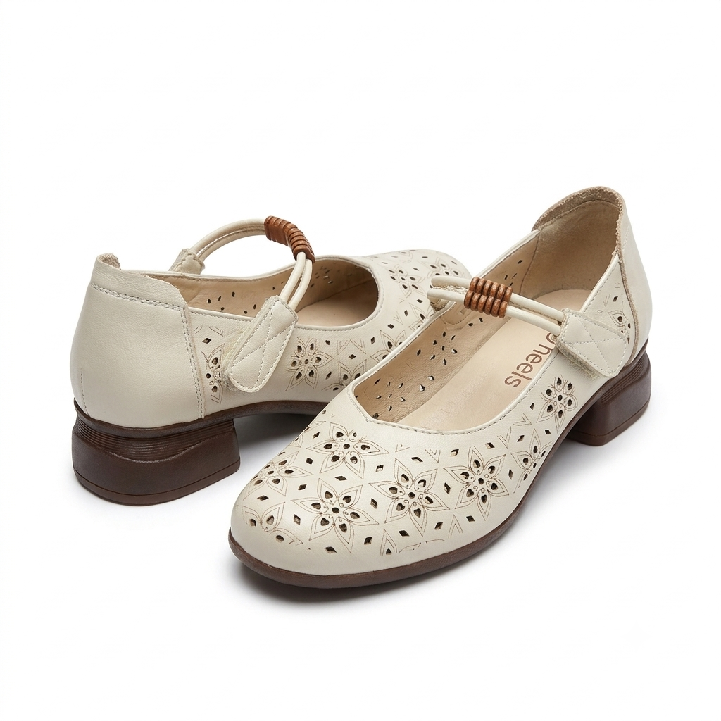 Melissa Leather Velcro Strap Perforated Cushioned Loafers