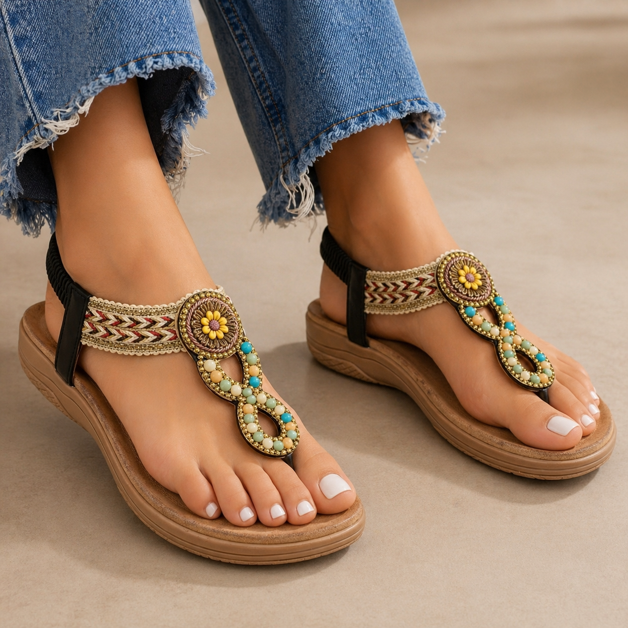 Rosaira Cushioned Embellished Back Elastic Sandals - The Heels India