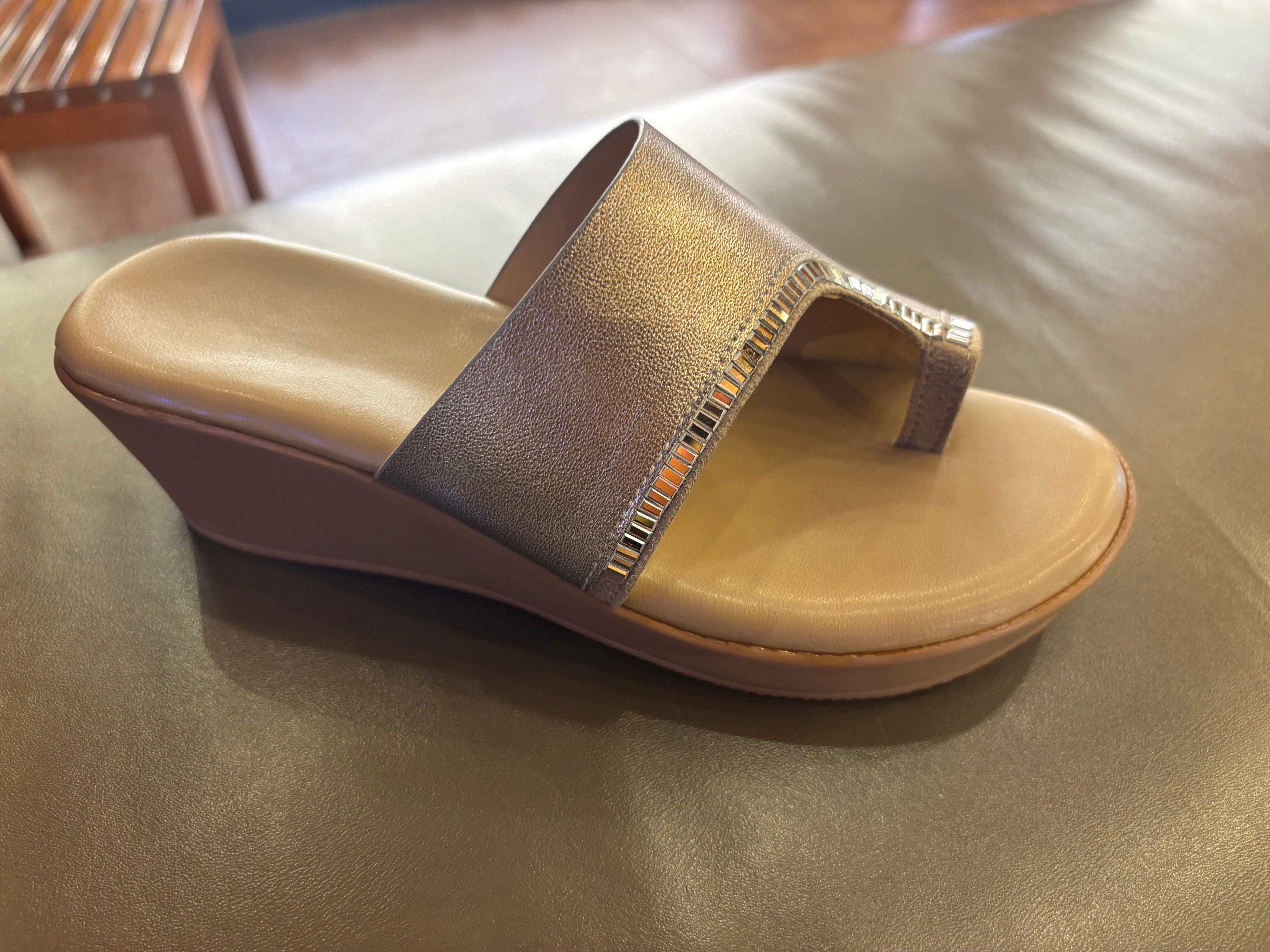 Becky Metallic Comfort Thumb Wedge Heels