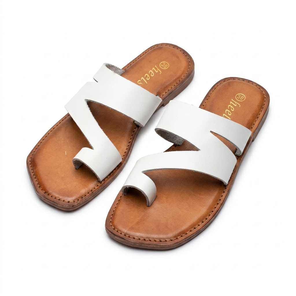Trisha Hexagon Leather Thumb Criss Cross Slippers