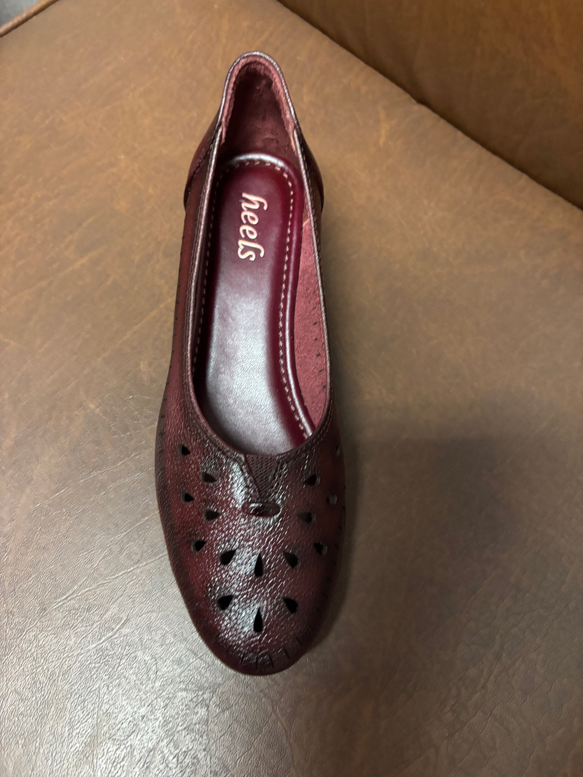 Lynda Perforated Leather Wedge Ballerinas