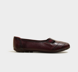 Elijah Maroon Leather Ballerinas