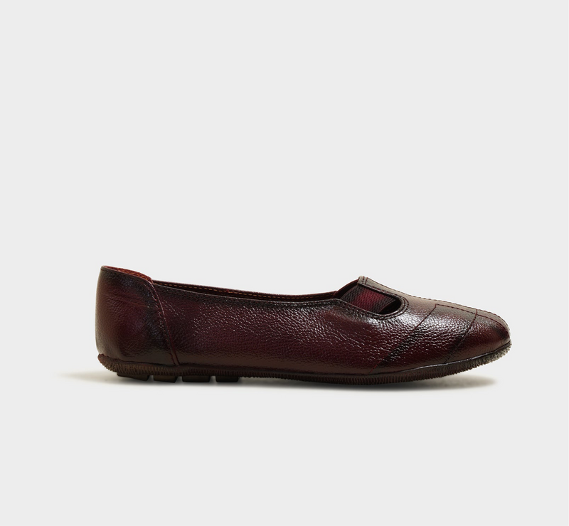 Elijah Maroon Leather Ballerinas