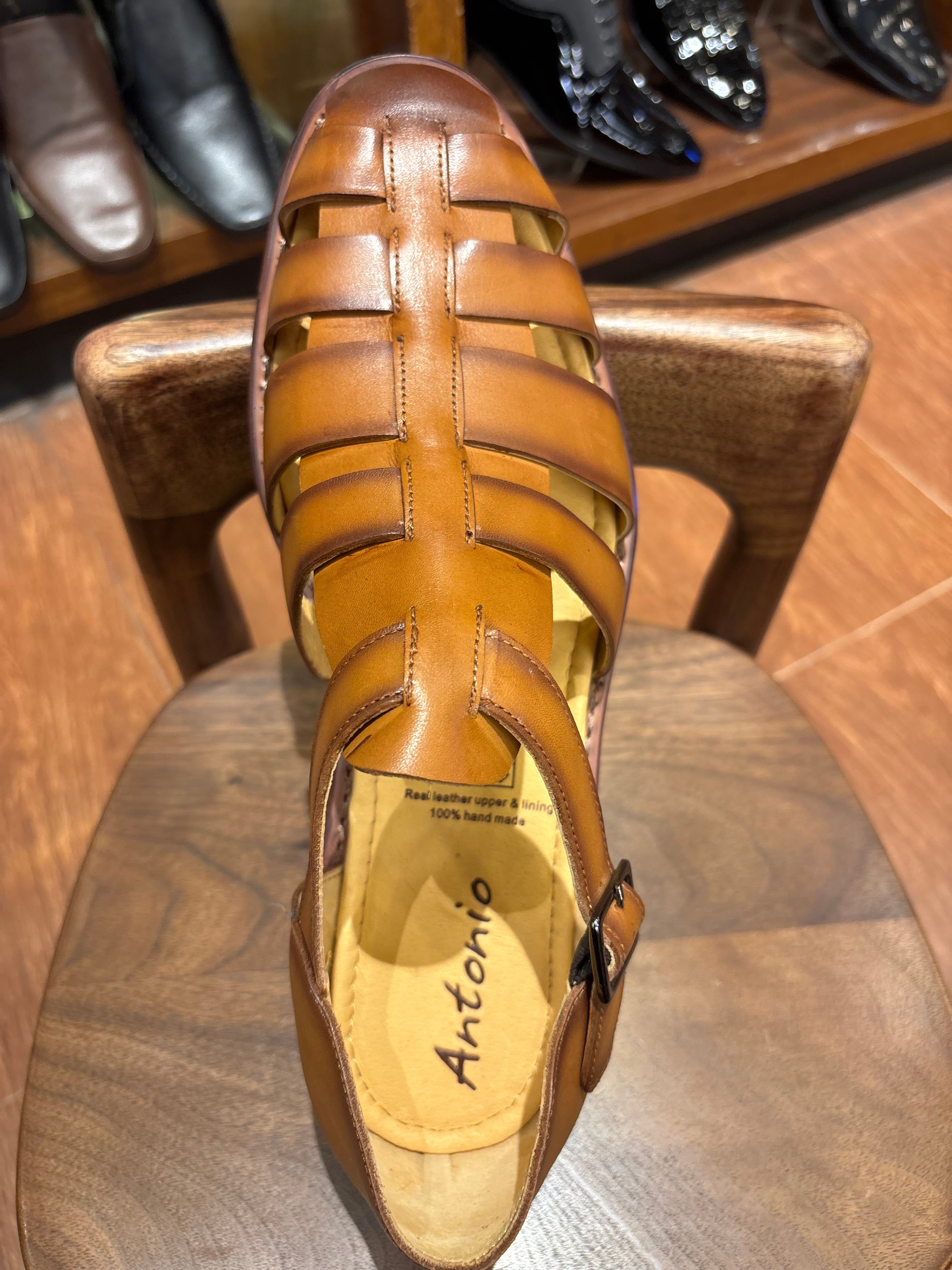 Romano Woven Leather Cage Sandal