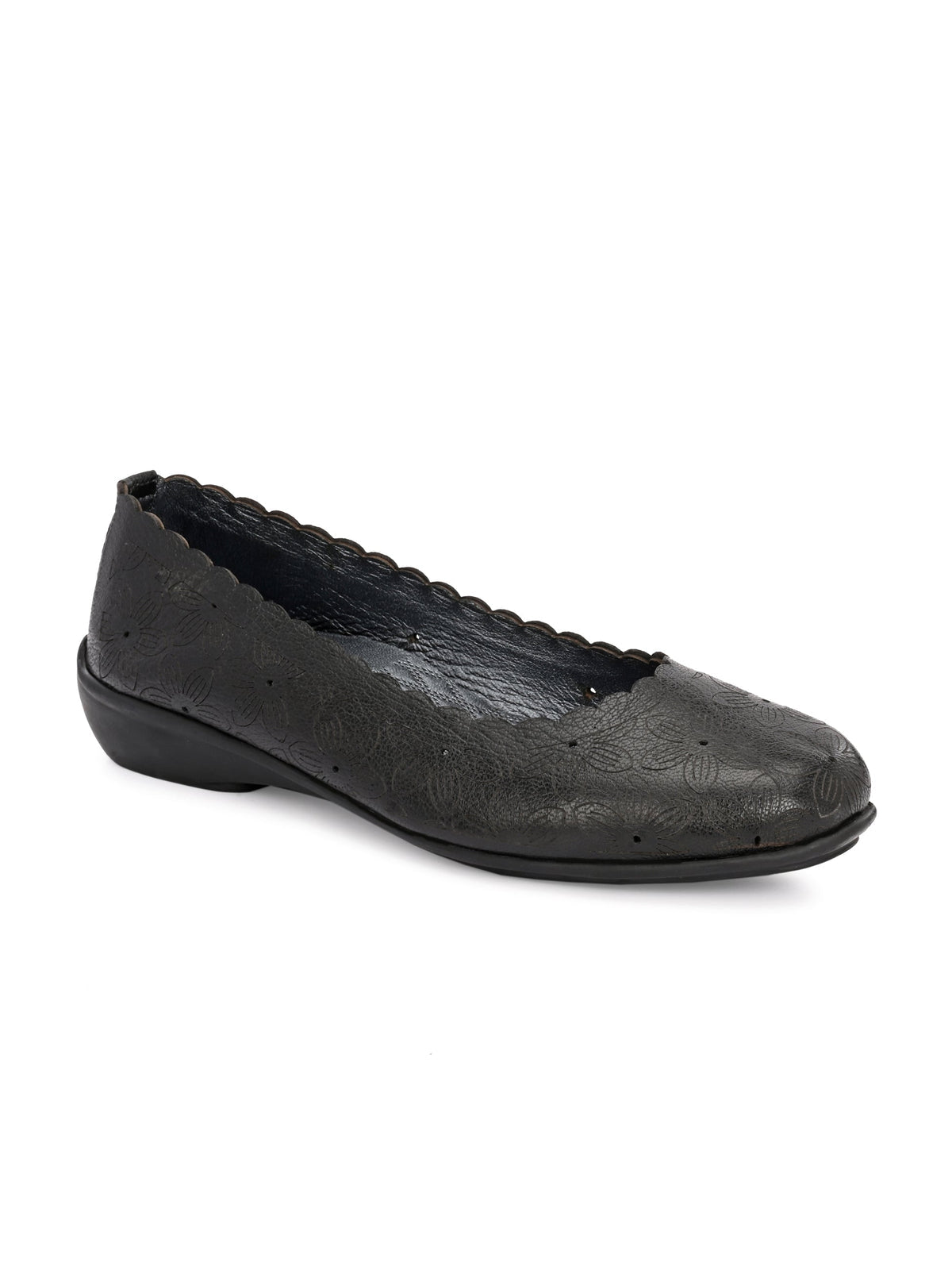 Giva Perforated Cushioned Leather Ballerinas