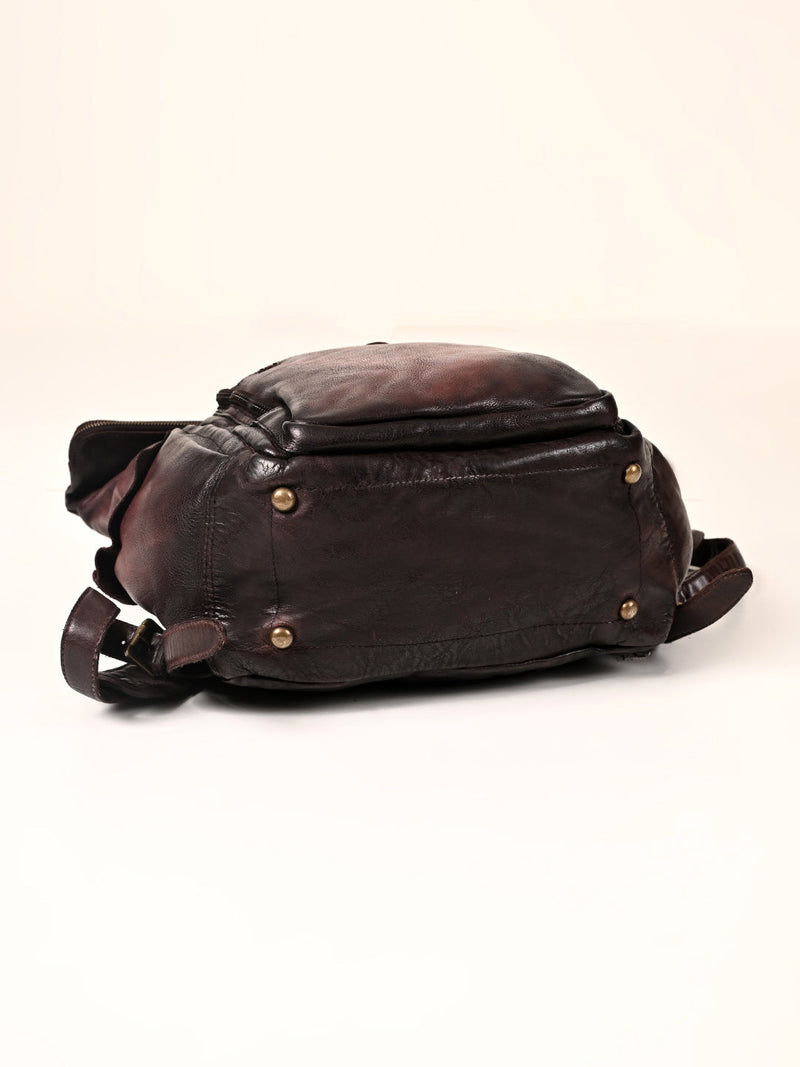 Leo : Real Leather Brown With Wash Effect Backpack