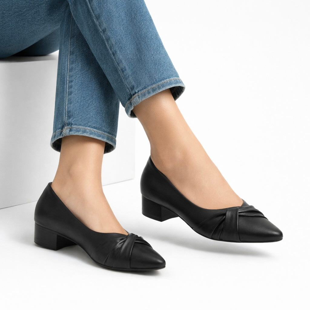 Amelie Swirl Pointed Mid Heel Ballerinas