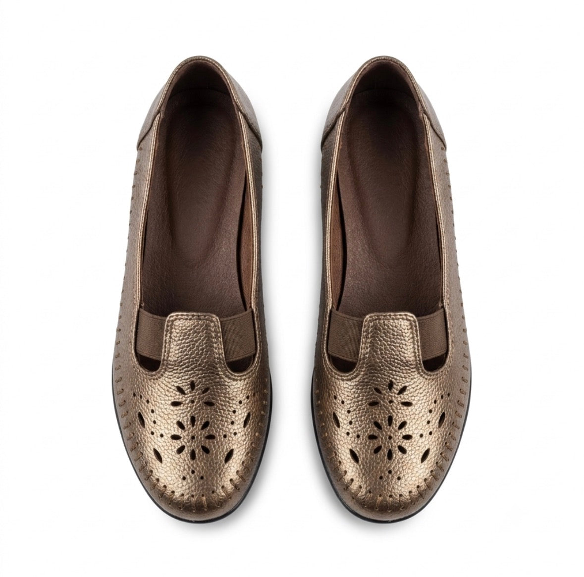 Ines Perforated Leather Wedge Ballerinas