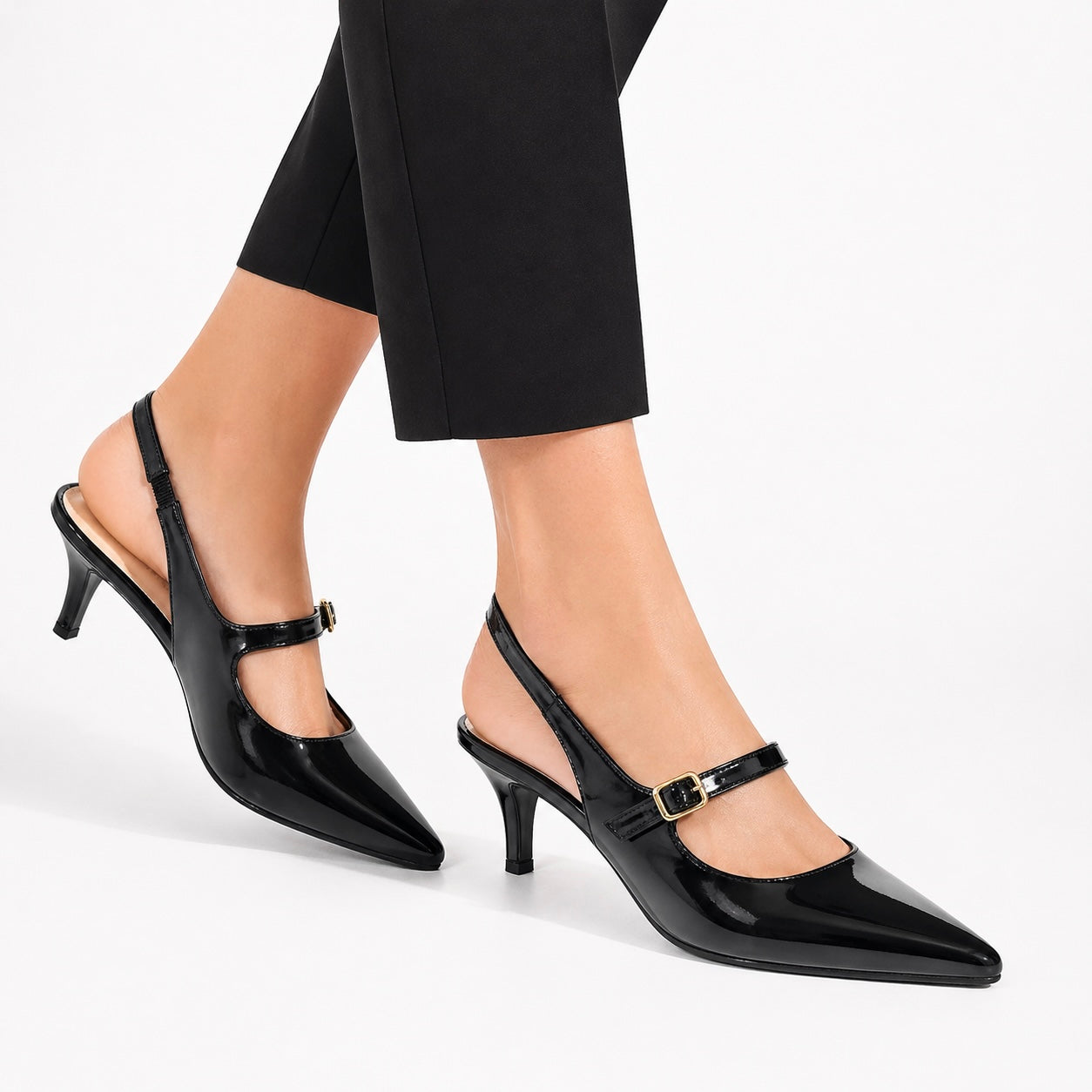 BRIZA Premium Leather Slingback Kitten Heels