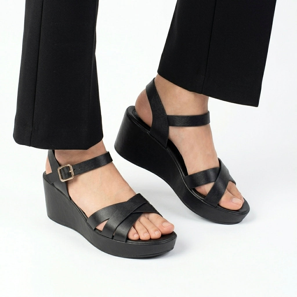 Tory Strappy Wedge Comfort Summer Sandals - The Heels India