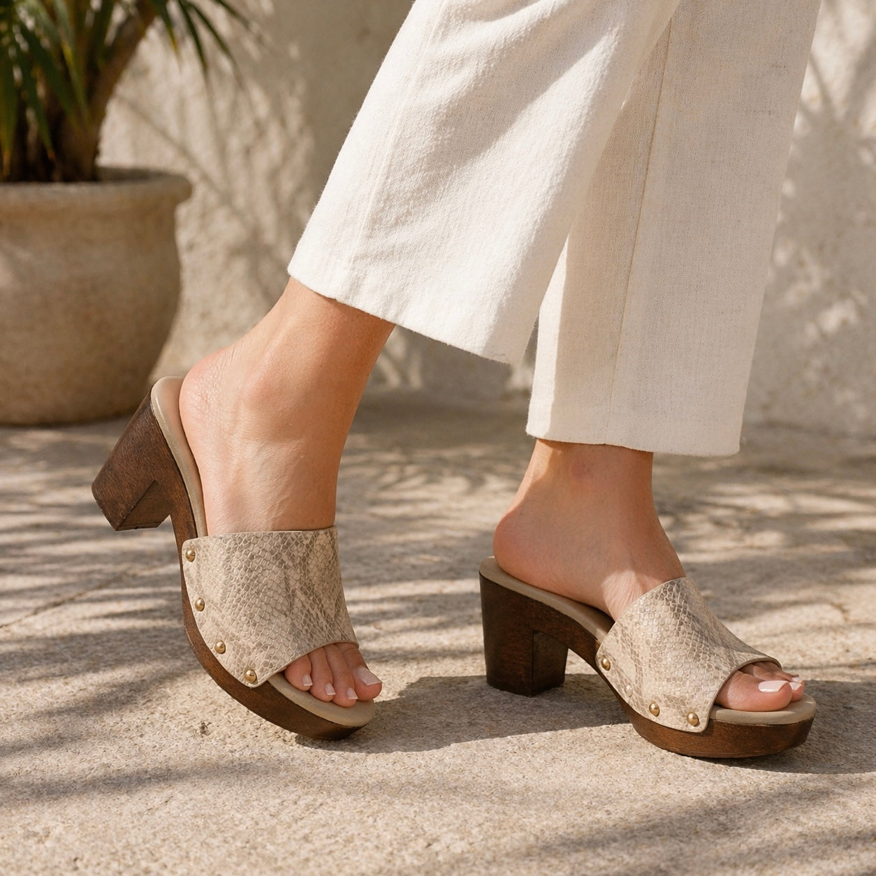 Julia Platform Peep Toe Block Heels