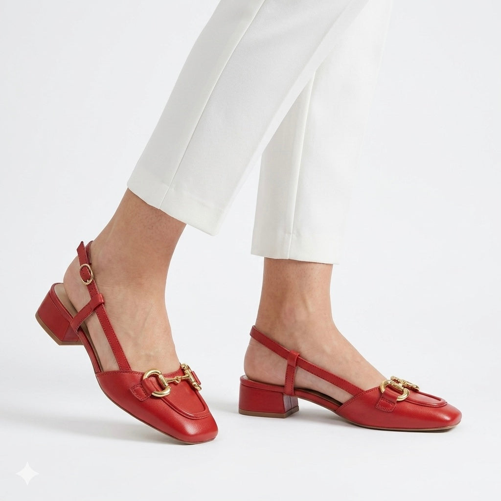 Majestic Premium Leather Sling Back Heels - The Heels India