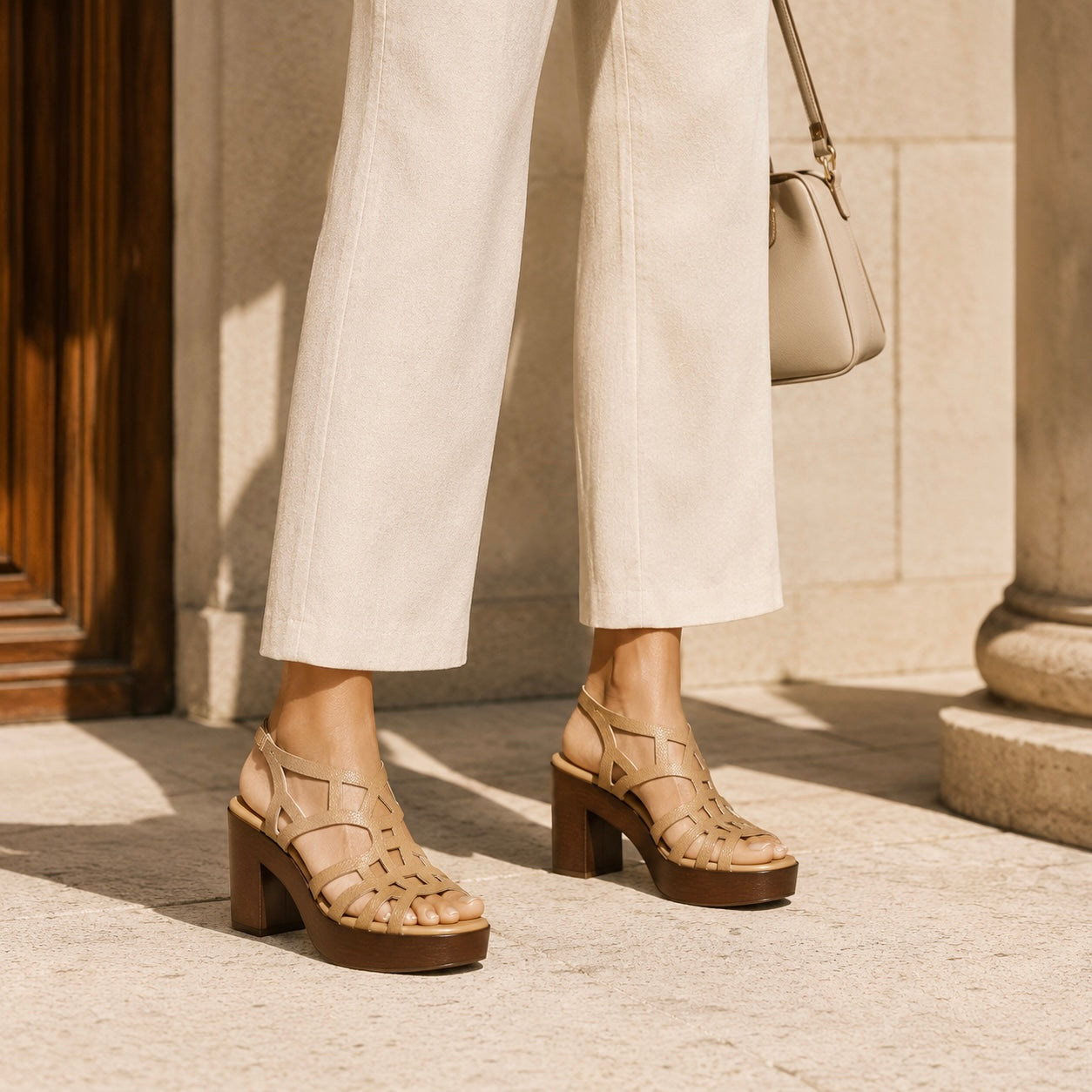 Kylin Platform Gladiator Peep Toe Block Heel Sandals