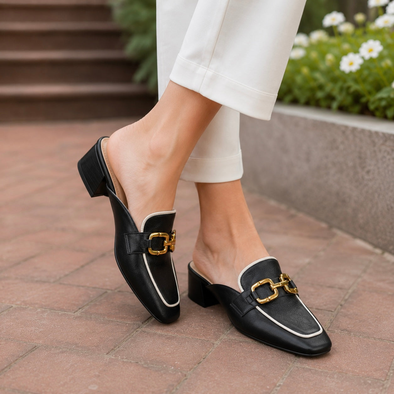 Sakura Premium Back Open Block Heel Mules - The Heels India