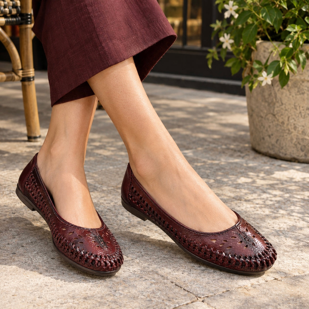 Gemini Perforated Leather Ballerinas
