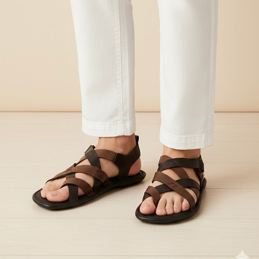 Jose Leather Criss Cross Sandals
